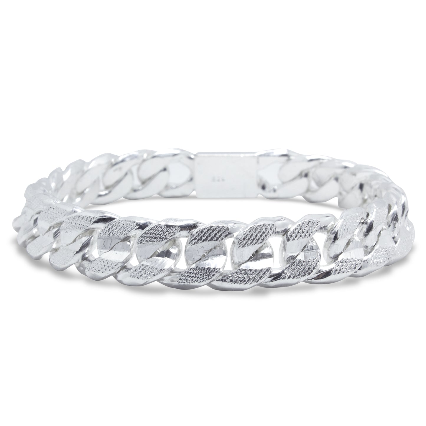 Pulsera Cubana Plata 925 para Hombre Hecha a Mano– Terminación Diamantada