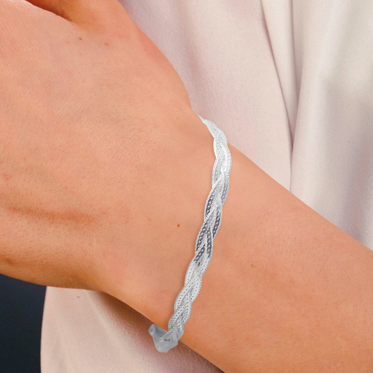 Pulsera Plata Fina 925 Tejido Elegante Para Dama Mujer Pulso