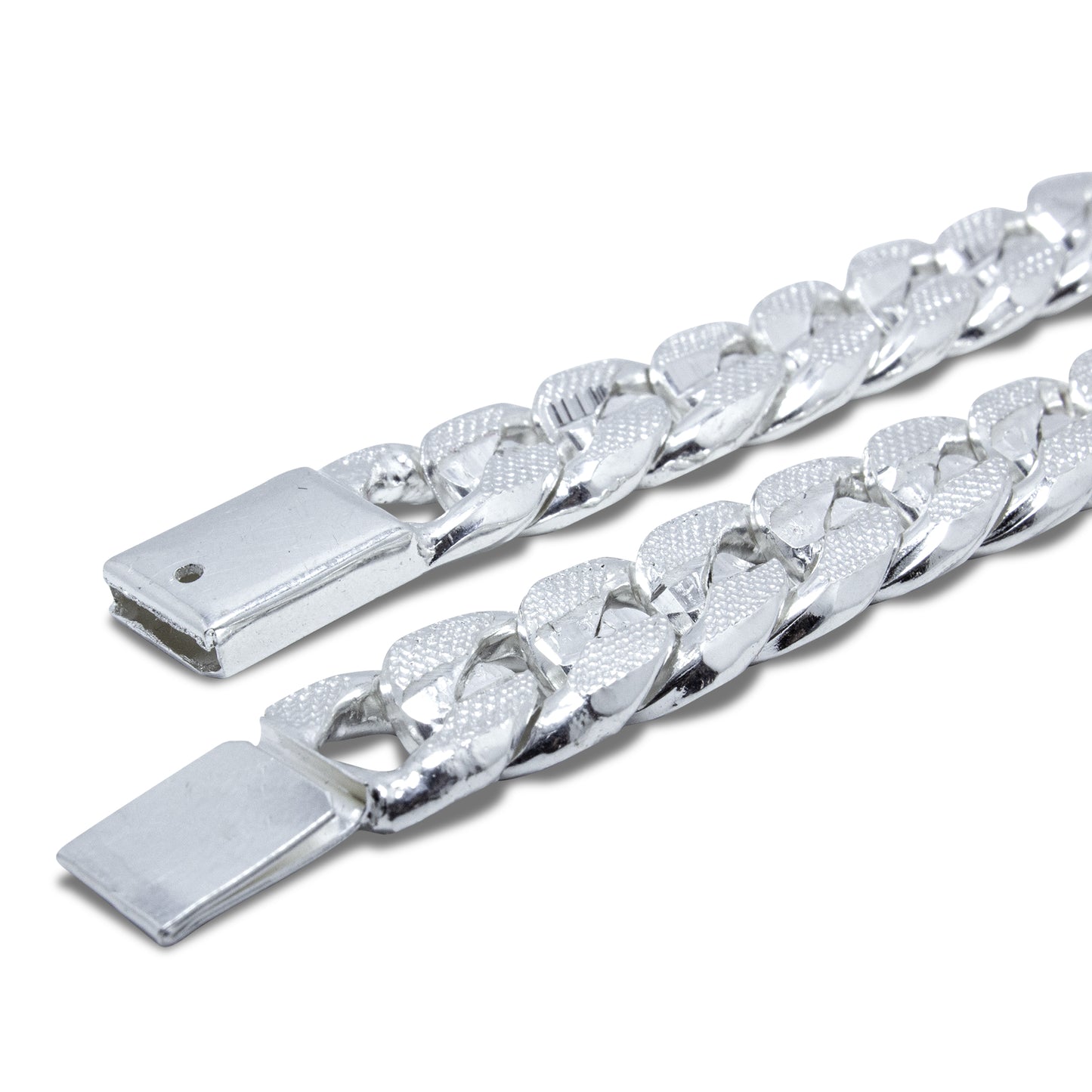 Pulsera Cubana Plata 925 para Hombre Hecha a Mano– Terminación Diamantada
