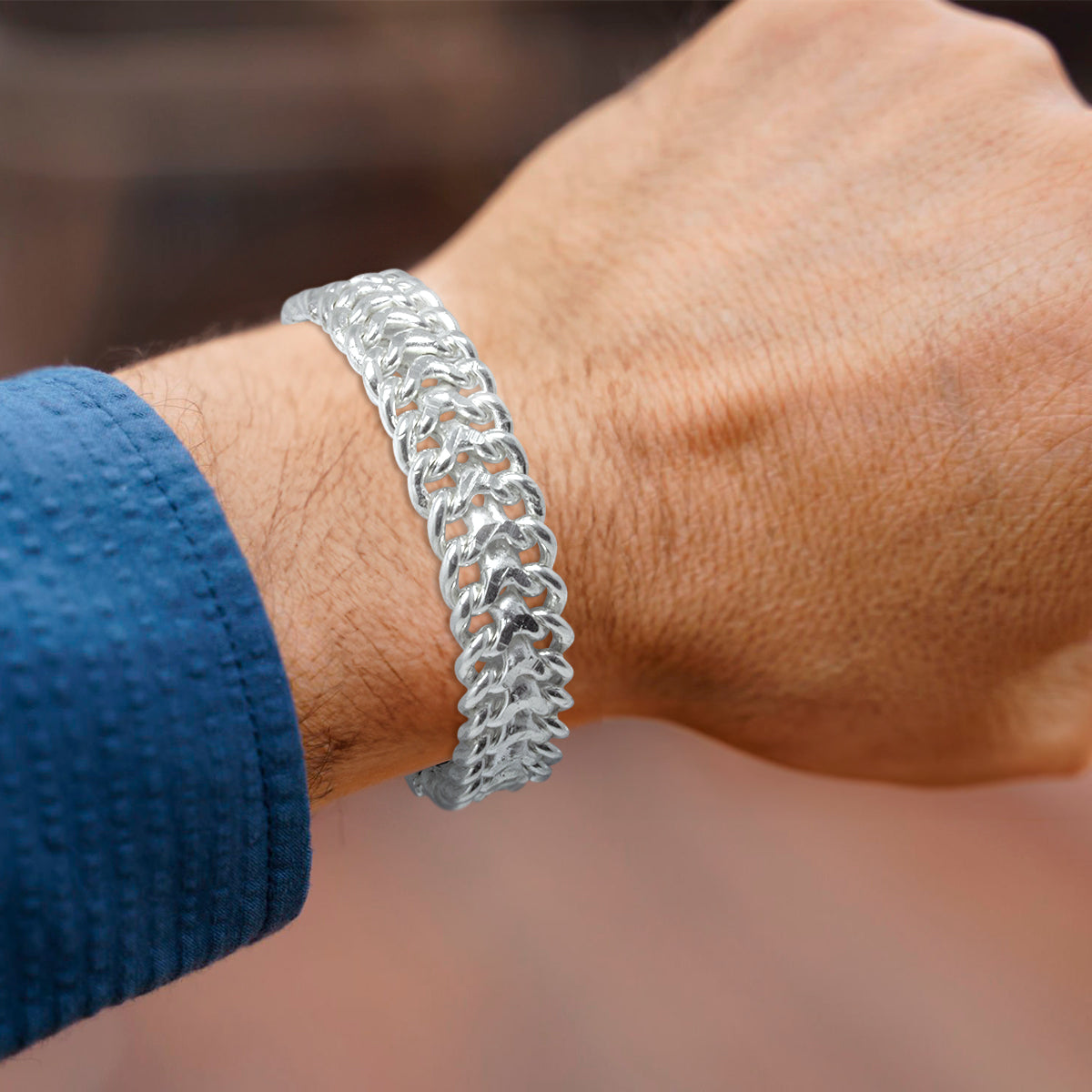 Pulso Cubana Tejida Plata Fina 925 Para Caballero Pulsera