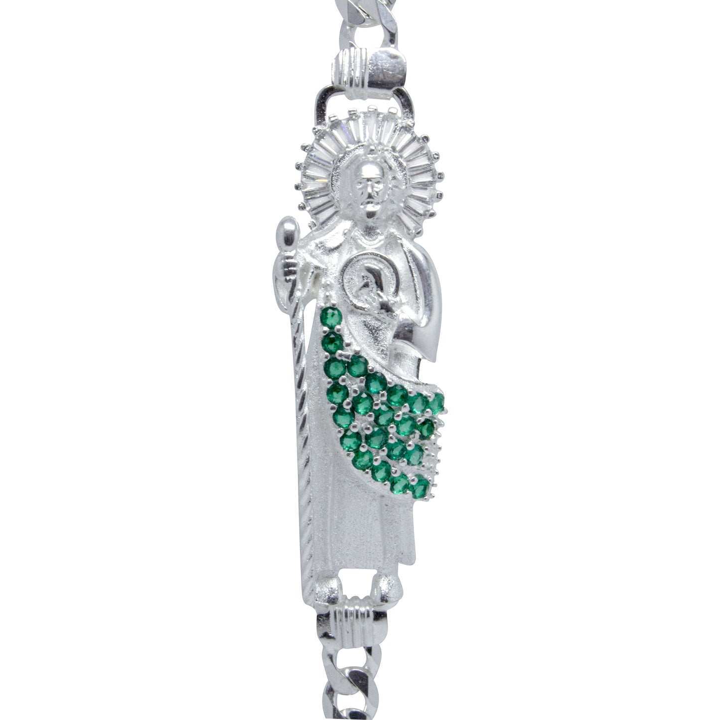 Esclava San Judas Plata 925 con Zirconias para Hombre