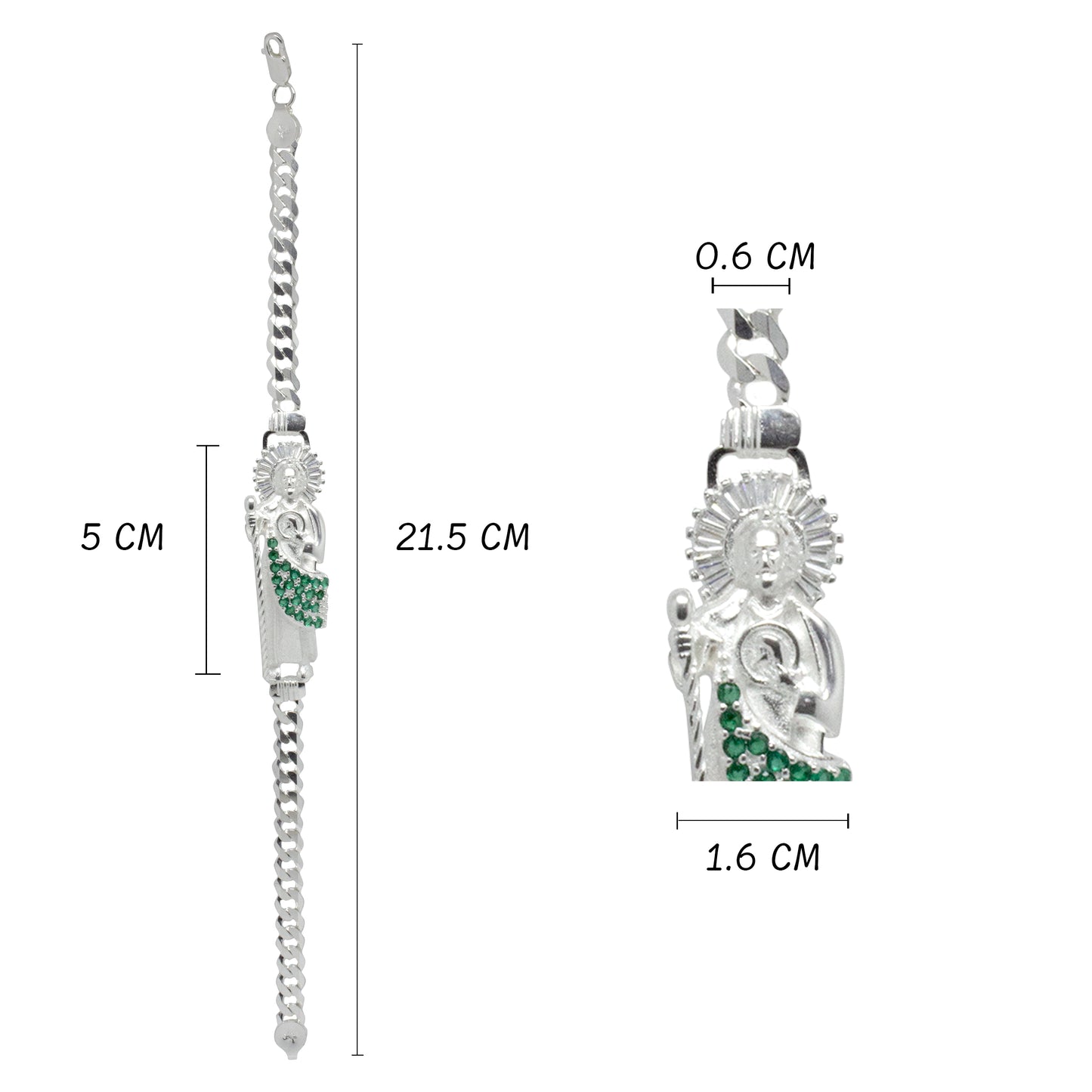 Esclava San Judas Plata 925 con Zirconias para Hombre