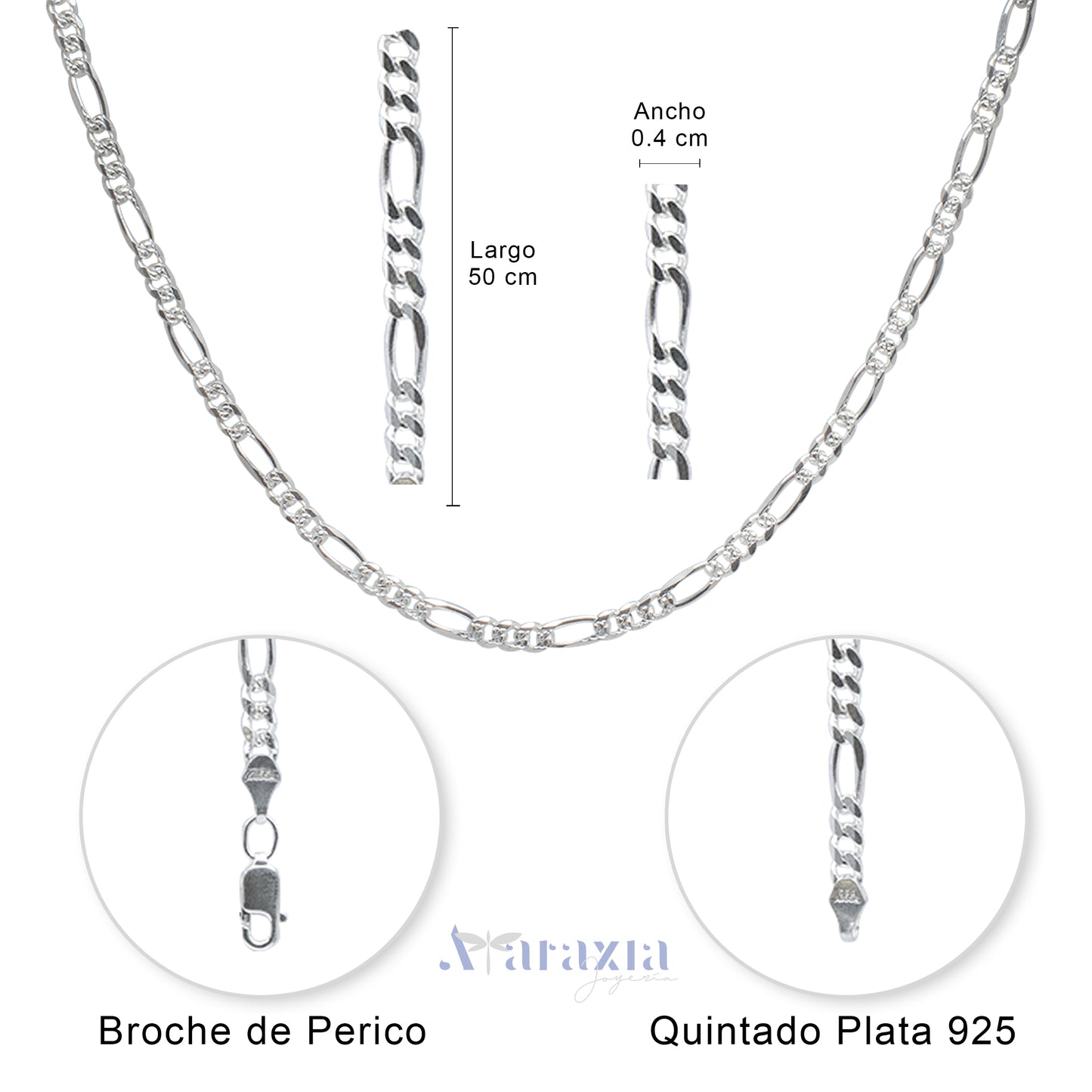 Cadena Figaro Diamantada para Dama