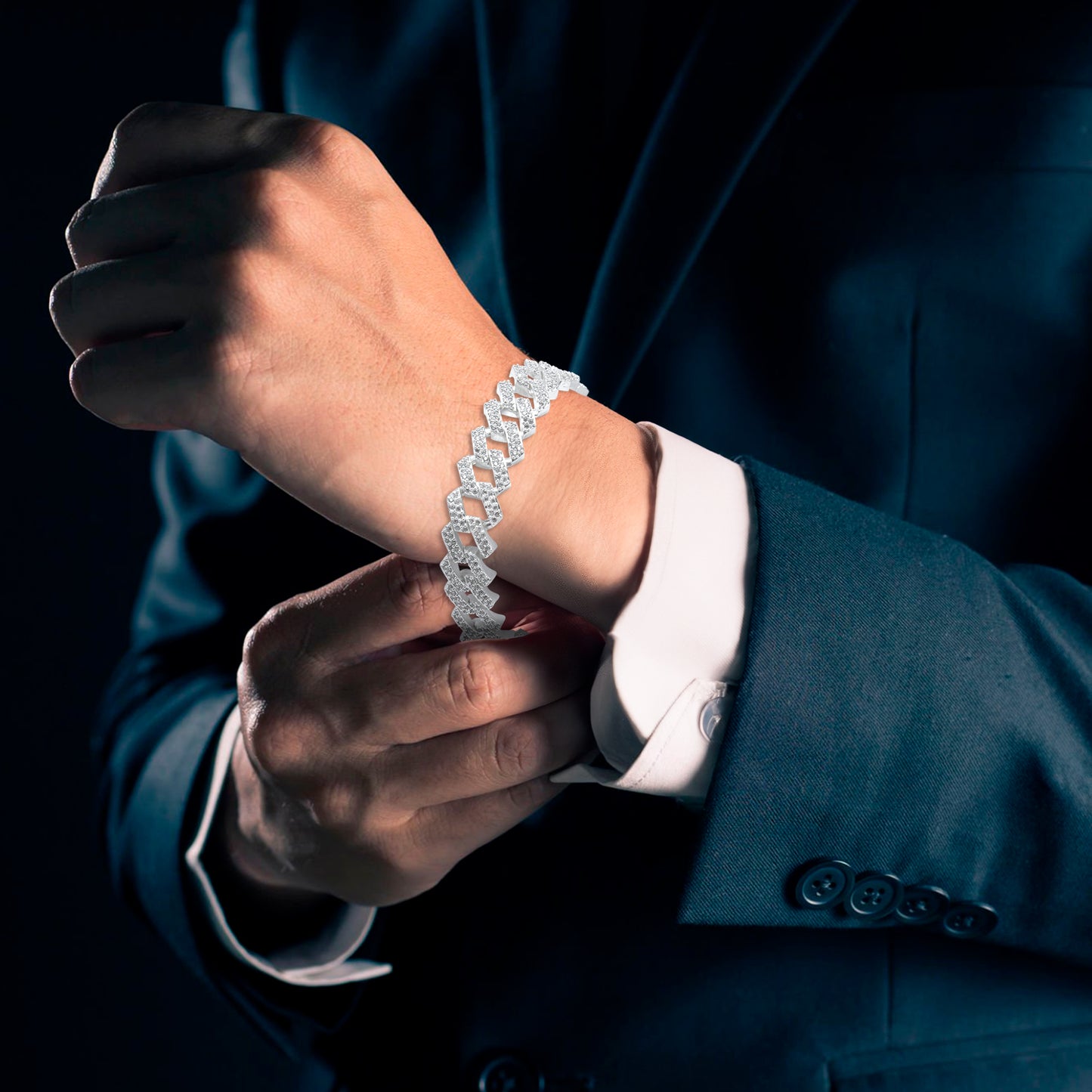 Pulsera de Plata 925 con Zirconias para Hombre – Diseño Robusto y Elegante