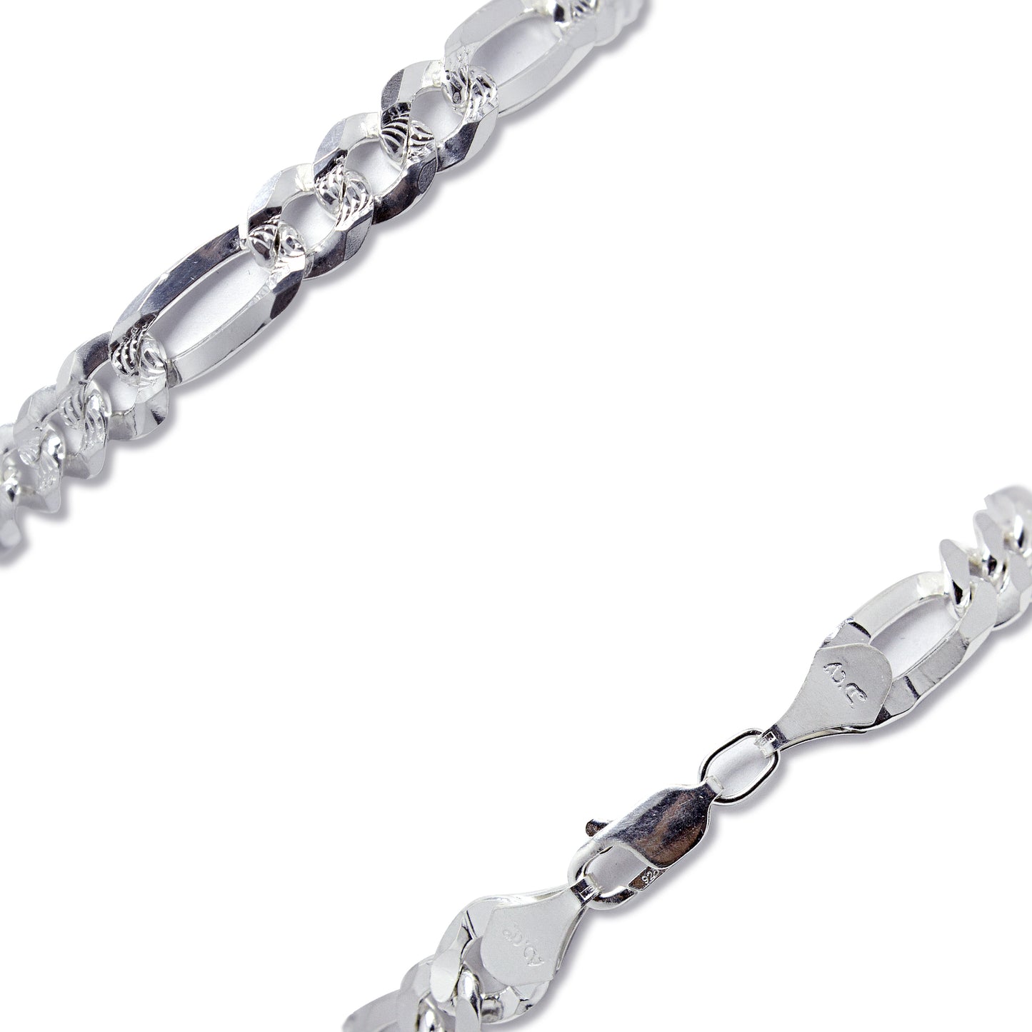 Pulsera Figaro Plata 925 para Hombre – Diseño 3-1 con Brillo Diamantado.