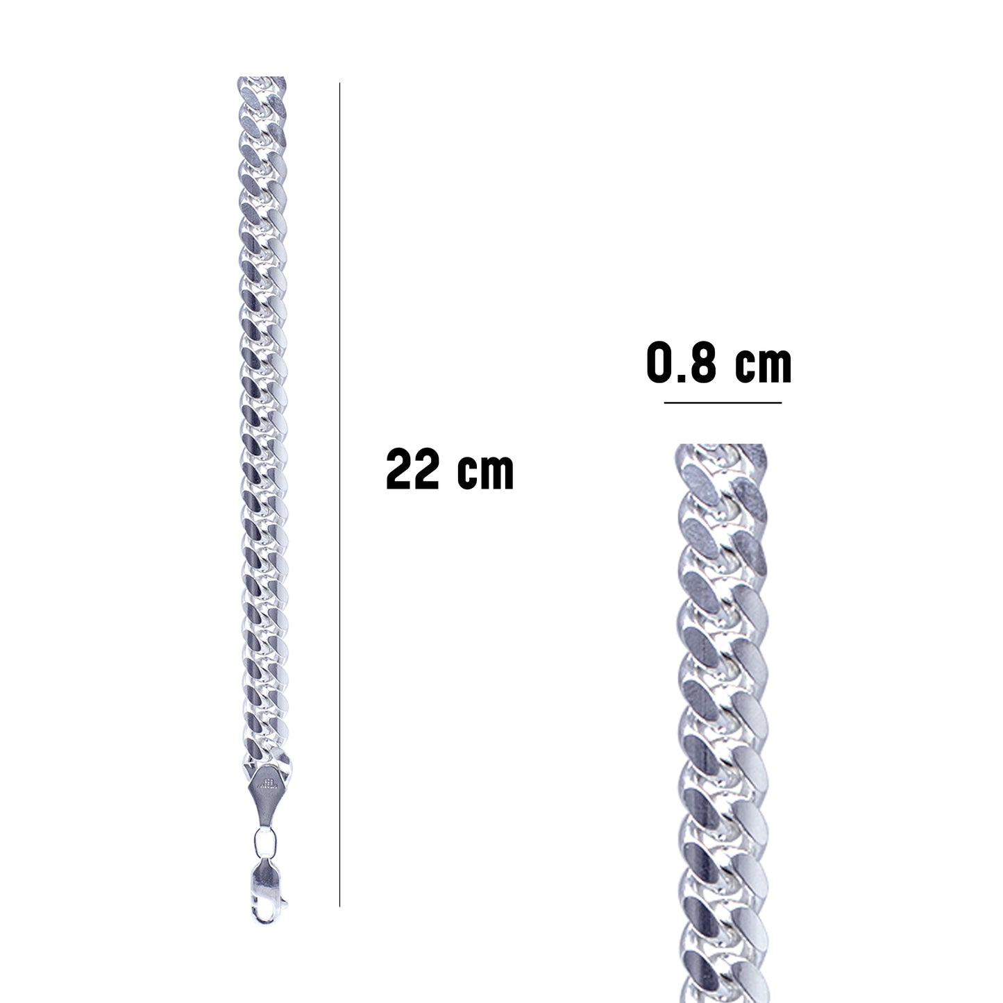 Pulsera Esclava Solida Tipo Cubana Plata 925 Caballero Lujo