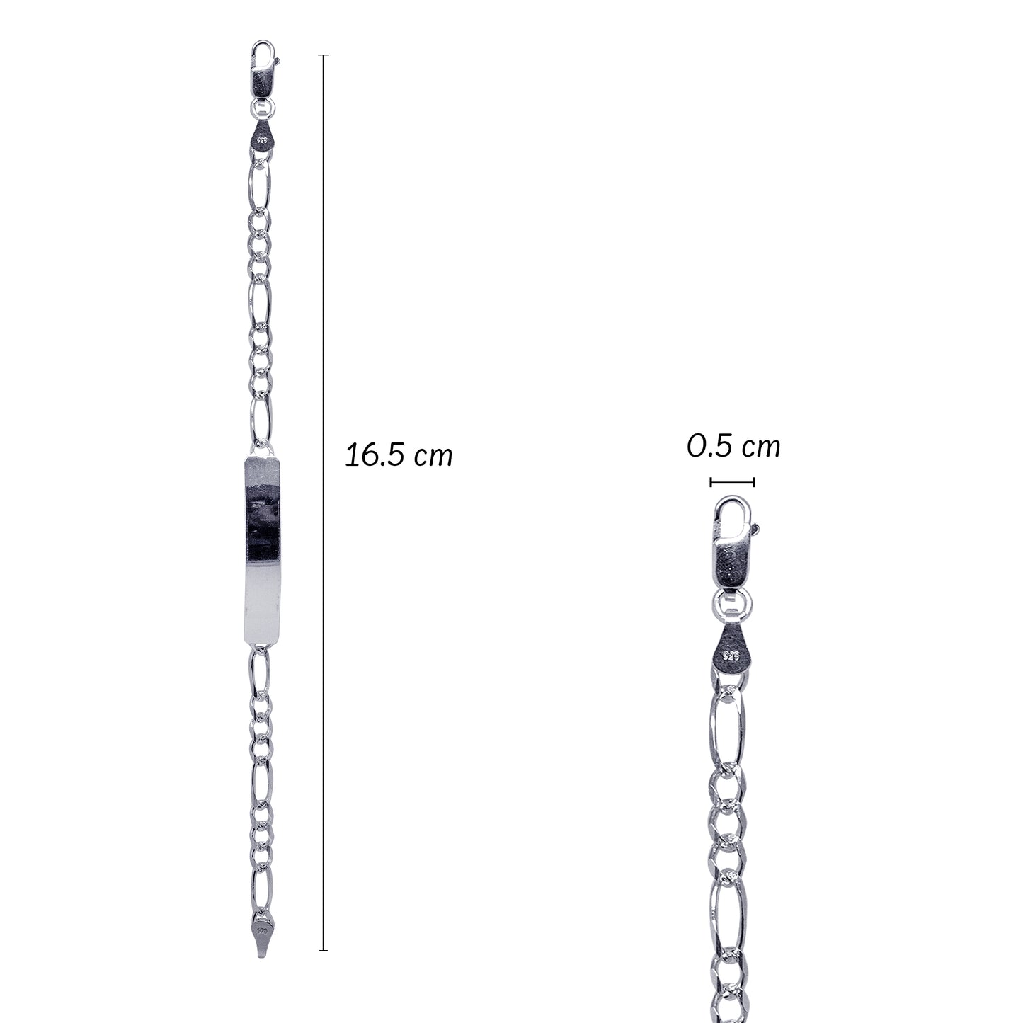 Esclava de Plata 925 para Dama – Tejido Fígaro con Brillo Diamantado.