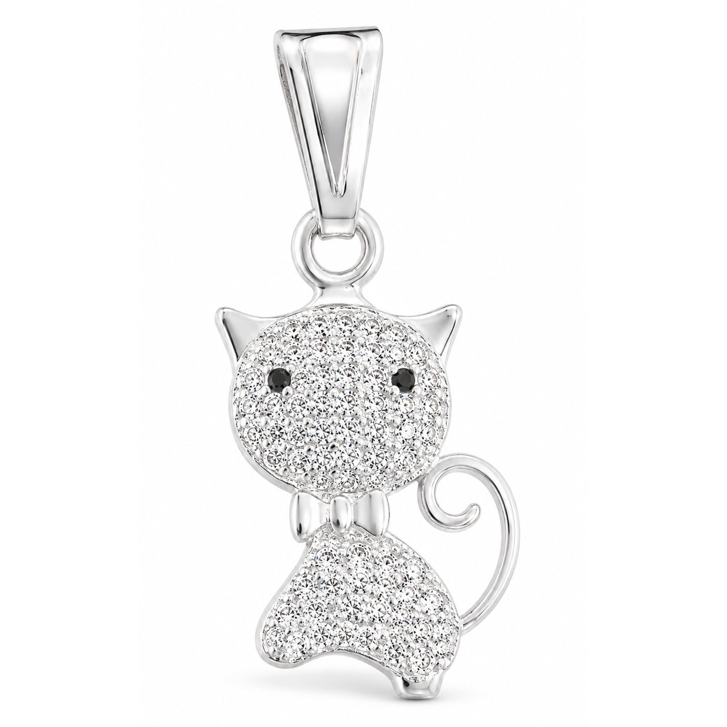 Dije Gato De Plata Fina 925 Con Circonias