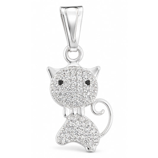 Dije Gato De Plata Fina 925 Con Circonias
