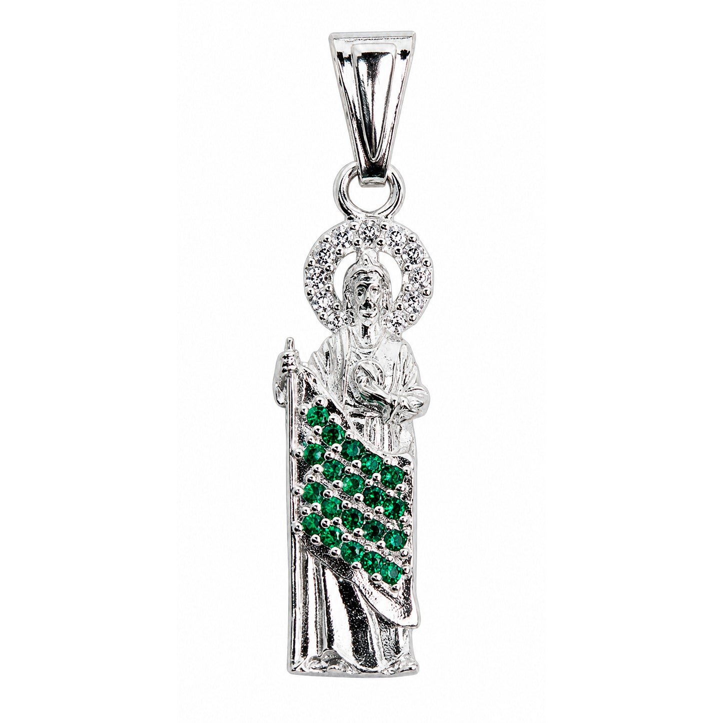Dije San Judas Tadeo De Plata Fina 925 Con Circonias
