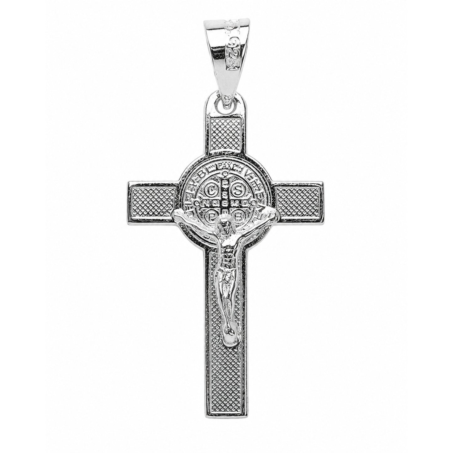 Cruz Cristo San Benito Dije De Plata Fina 925