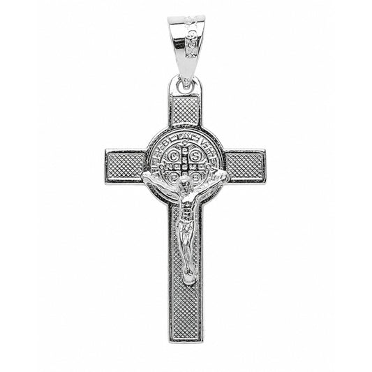 Cruz Cristo San Benito Dije De Plata Fina 925