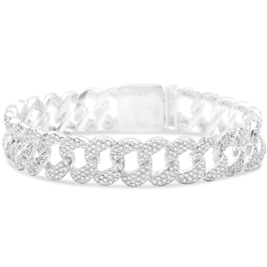 Pulsera de Plata Fina 925 para Caballero – Diseño con Zirconias y Acabado Redondeado