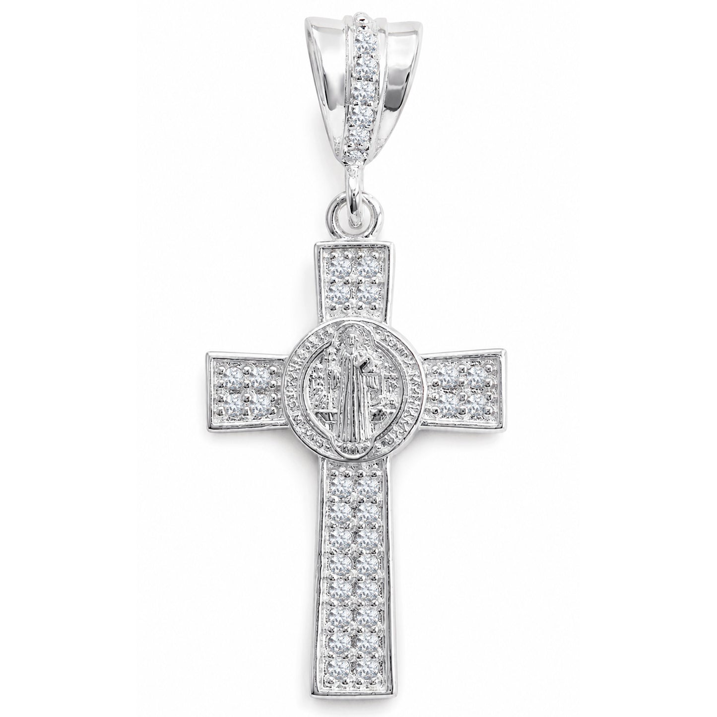 Cruz San Benito De Plata Fina 925 Con Circonias