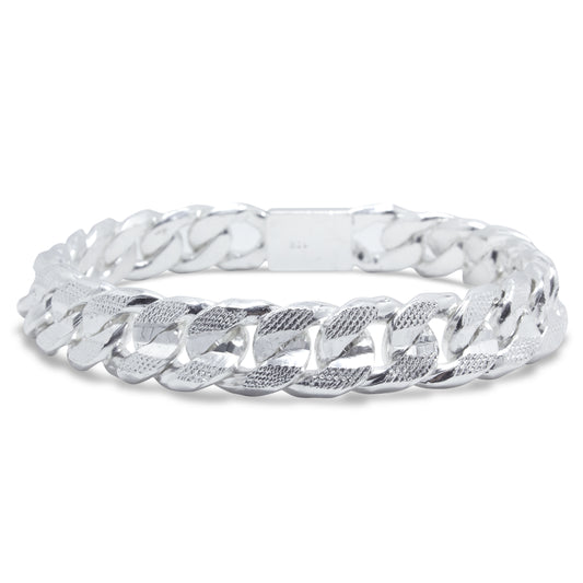 Pulsera Cubana Plata 925 para Hombre Hecha a Mano– Terminación Diamantada