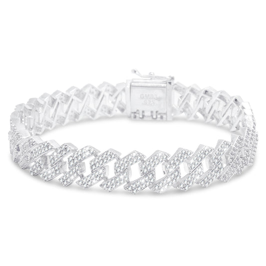 Pulsera de Plata 925 con Zirconias para Hombre – Diseño Robusto y Elegante