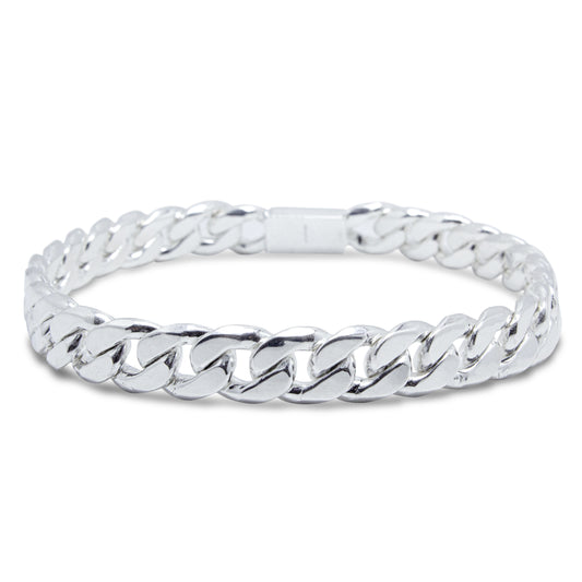 Esclava Cubana Plata 925 para Hombre Hecho a Mano – Brillo Liso Pulido