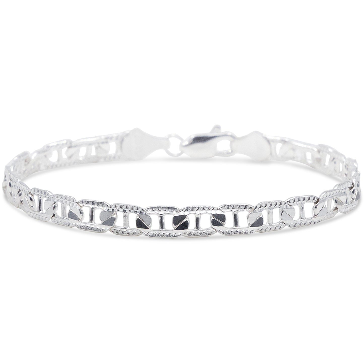 Pulsera de Plata Fina 925 Tipo Planchada Diamantada