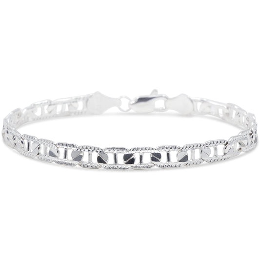 Pulsera de Plata Fina 925 Tipo Planchada Diamantada