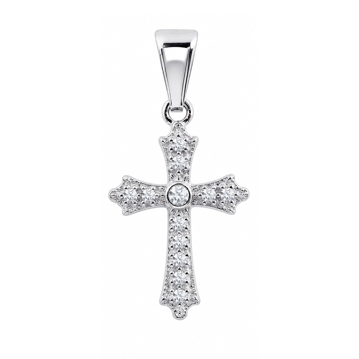 Cruz Ornamentada De Plata Fina 925 Con Circonias