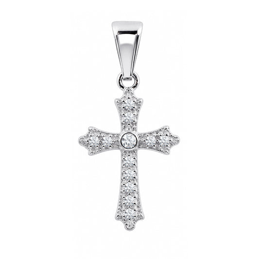 Cruz Ornamentada De Plata Fina 925 Con Circonias