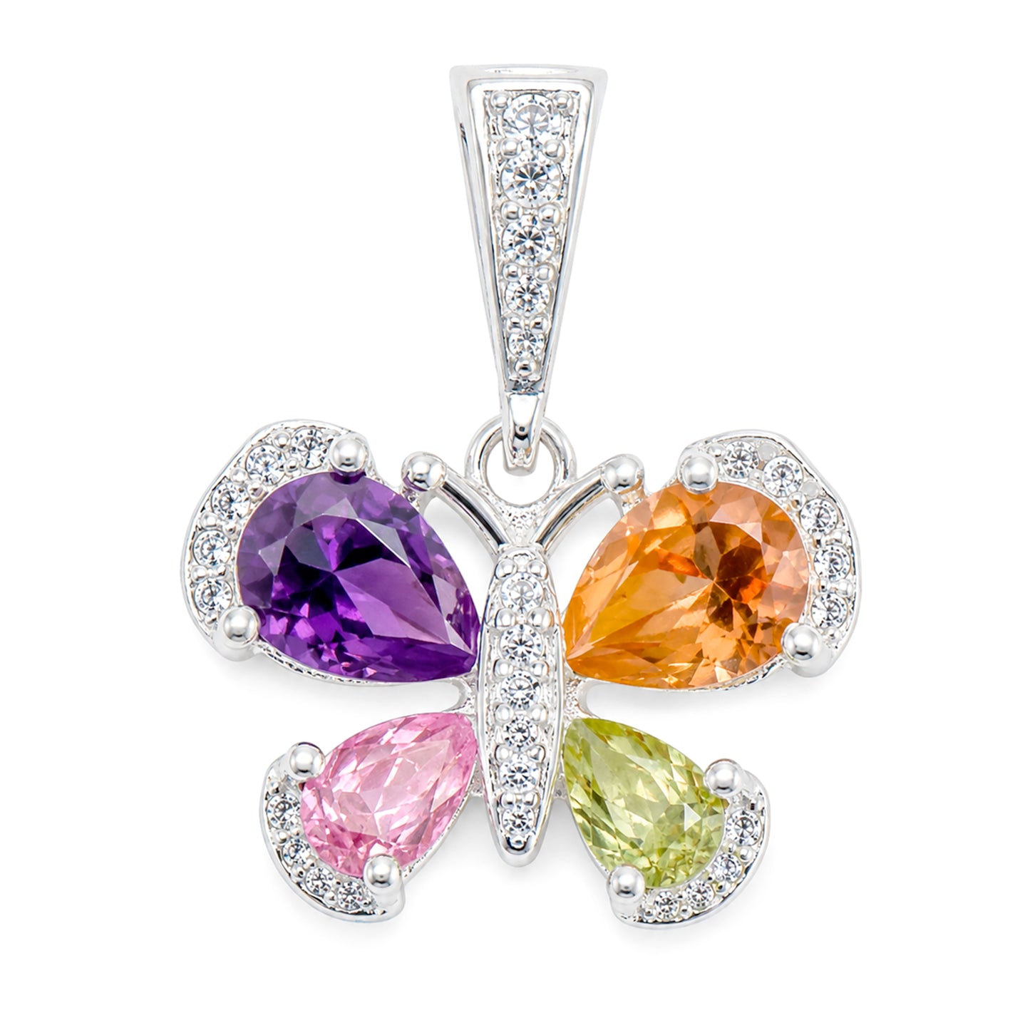 Dije Mariposa De Plata Fina 925 Multicolor