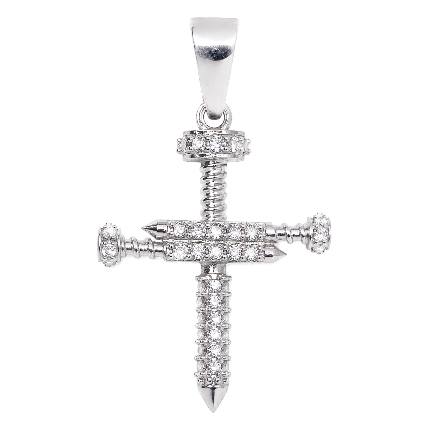 Cruz De Clavos Plata Fina 925 Con Circonias