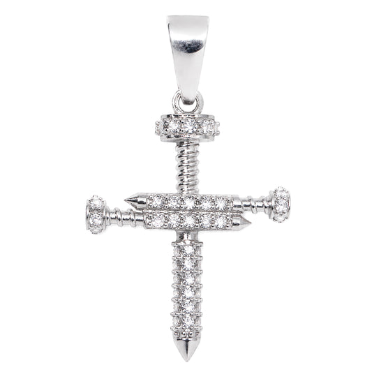Cruz De Clavos Plata Fina 925 Con Circonias