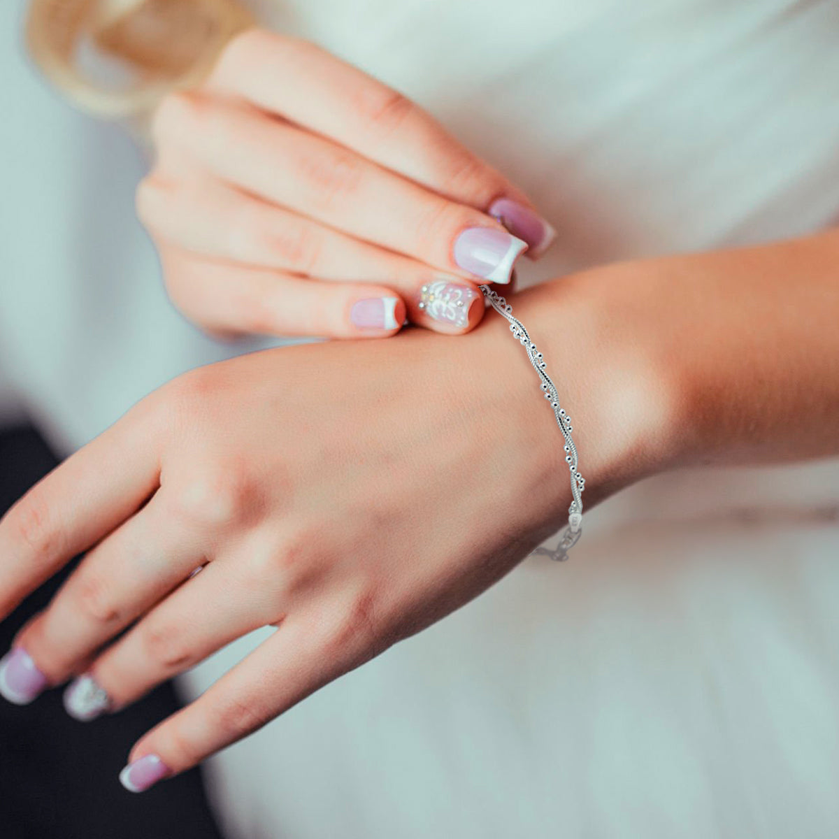 Pulsera Pulso Plata Fina 925 Para Dama Con Bolitas Elegante