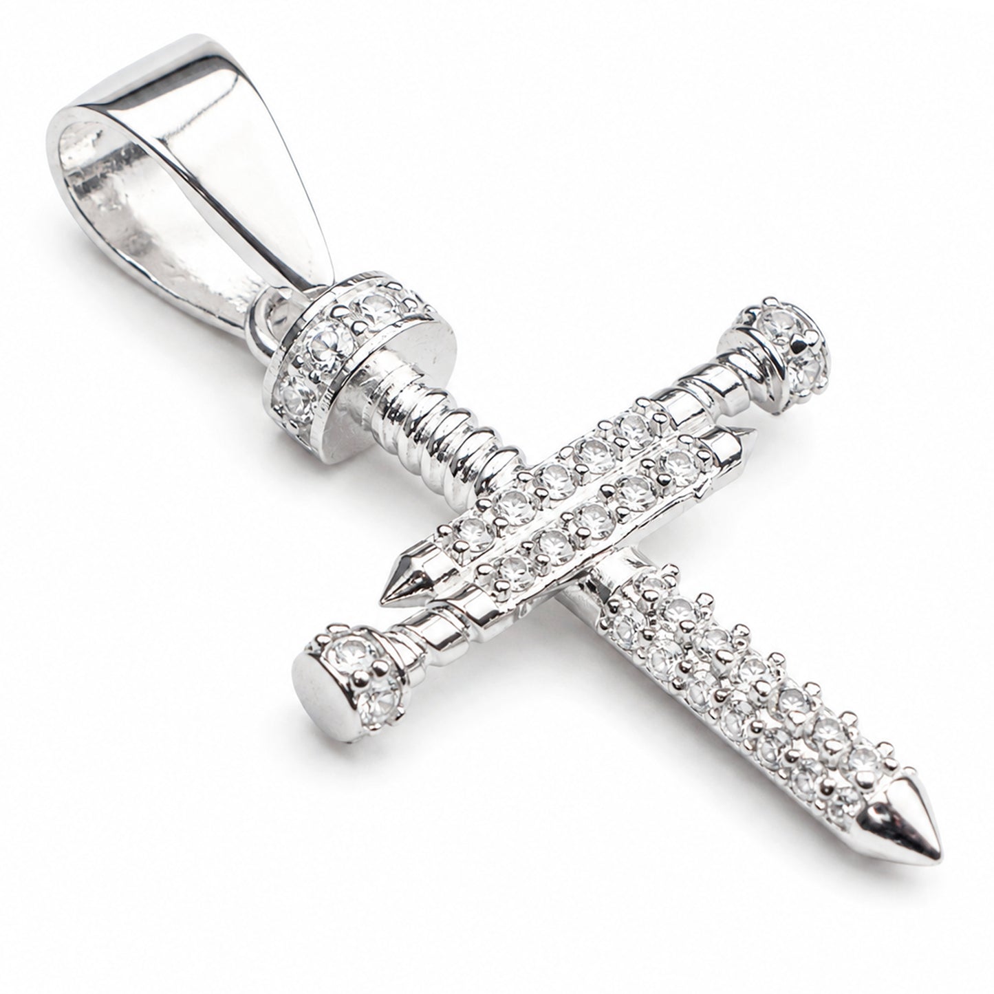 Cruz De Clavos Plata Fina 925 Con Circonias