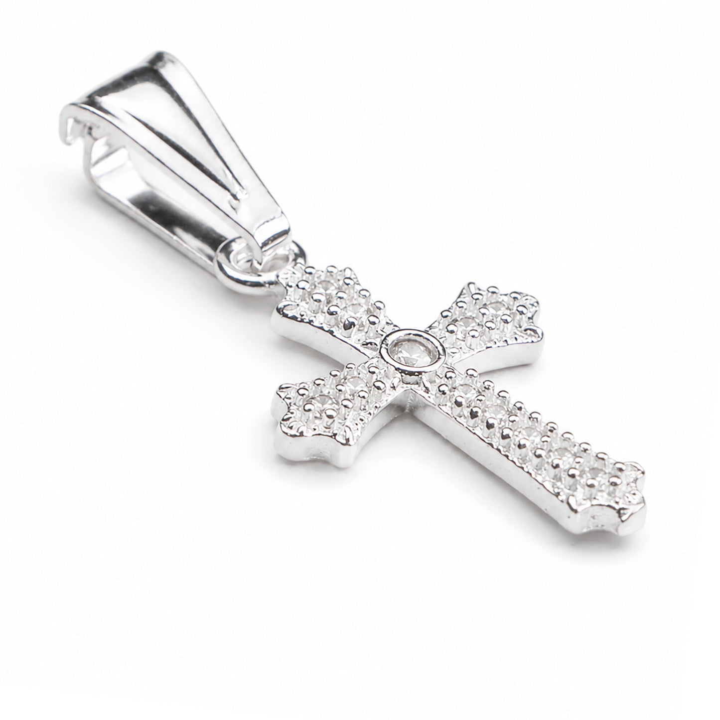 Cruz Ornamentada De Plata Fina 925 Con Circonias