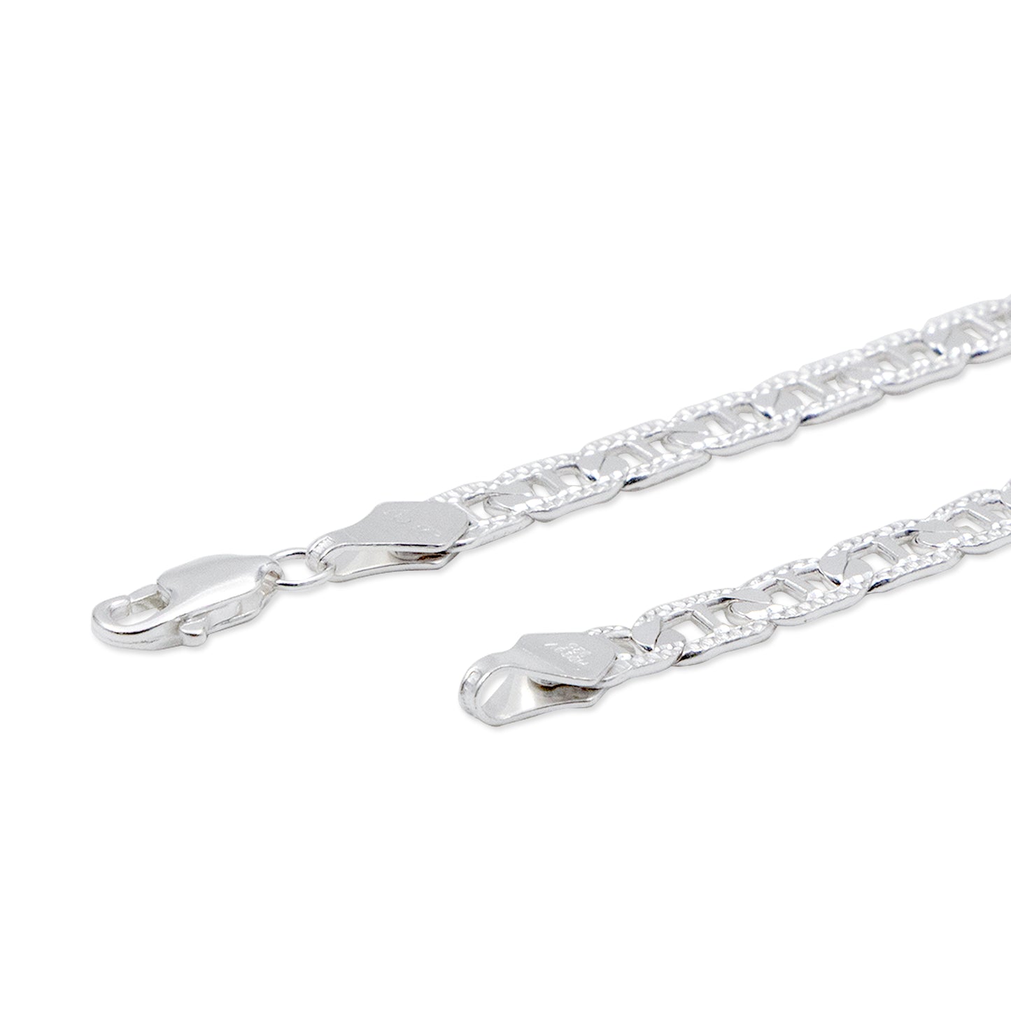 Pulsera de Plata Fina 925 Tipo Planchada Diamantada