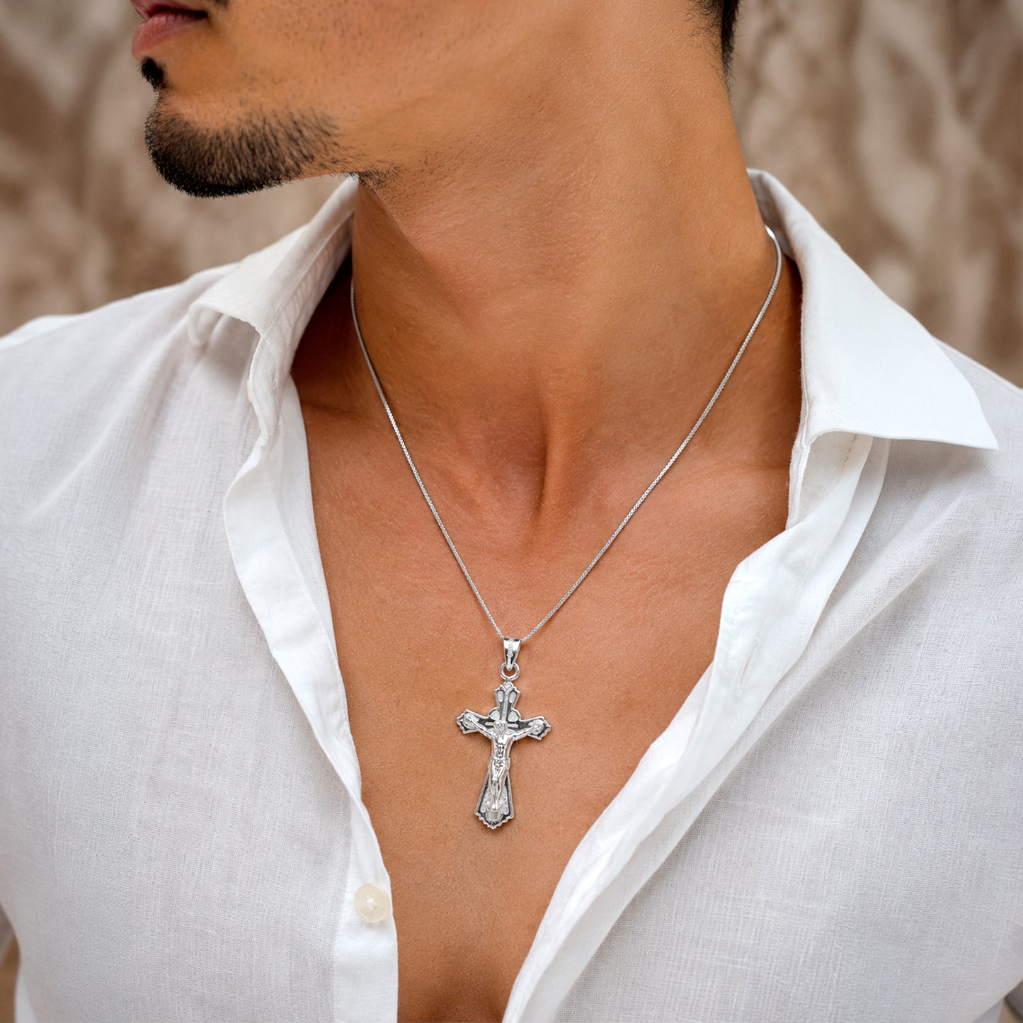 Cruz Cristo Dije De Plata Fina 925