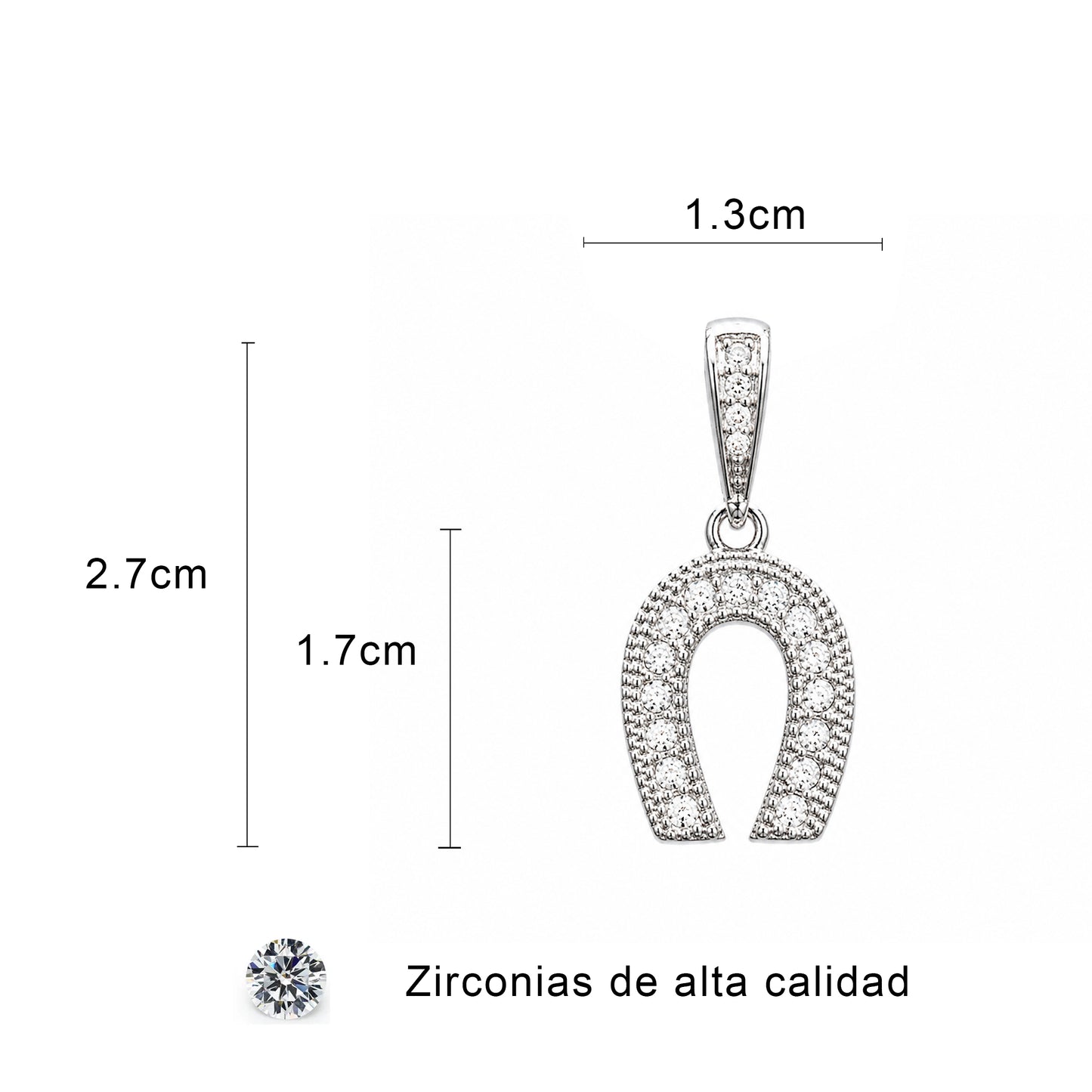 Dije Herradura De Plata Fina 925 Con Zirconias