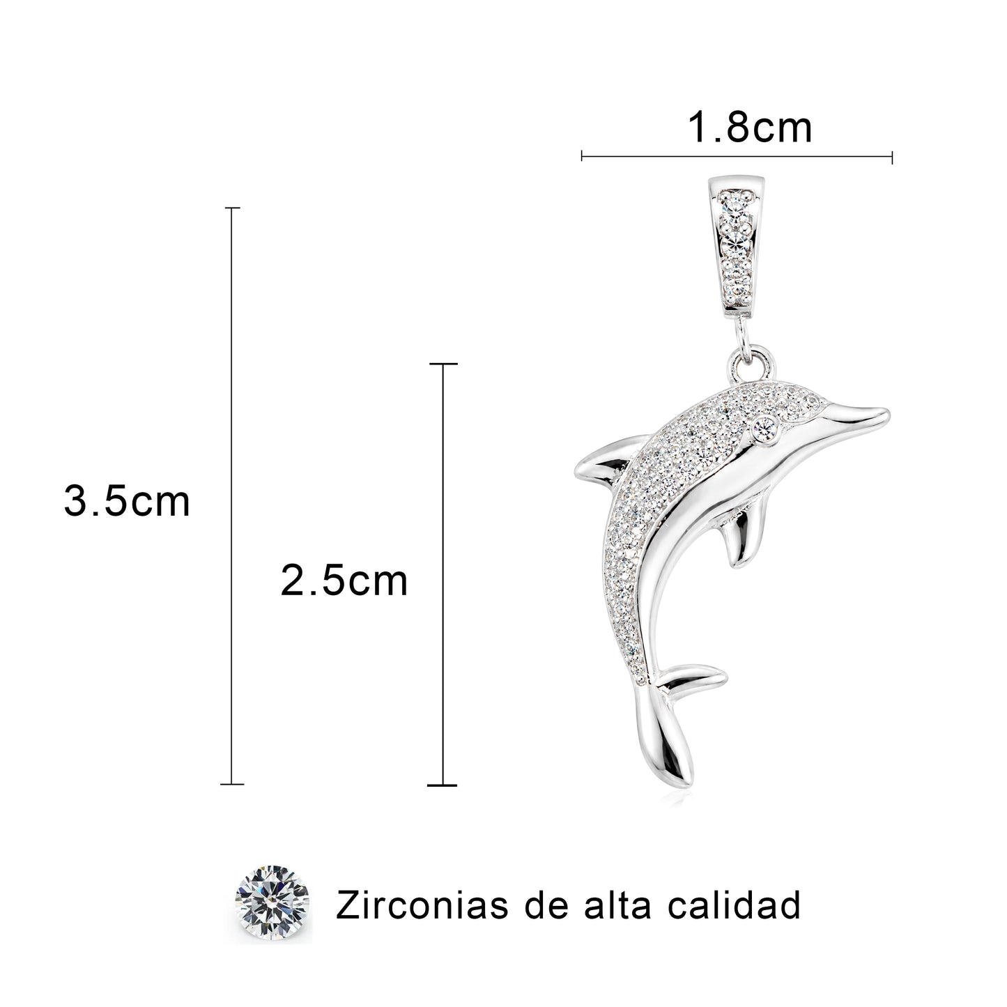 Dije Delfín Plata Fina 925 Con Circonias