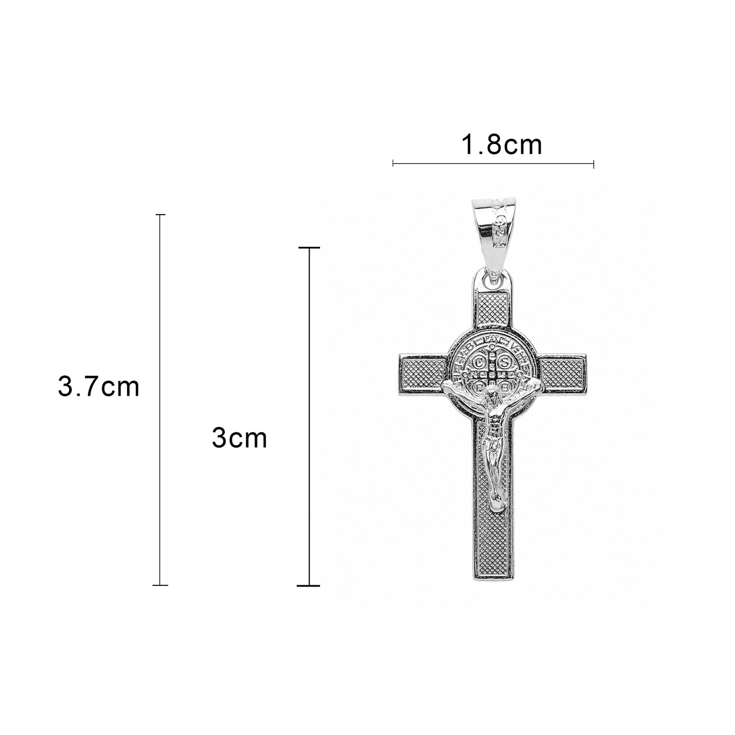 Cruz Cristo San Benito Dije De Plata Fina 925