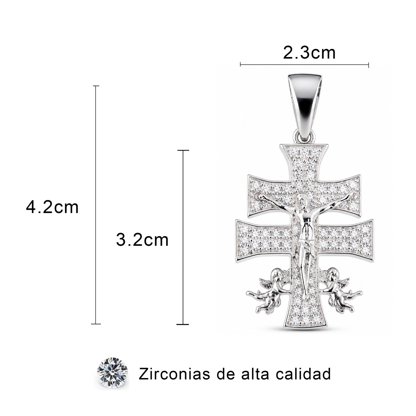 Cruz Caravaca De Plata Fina 925 Con Circonias