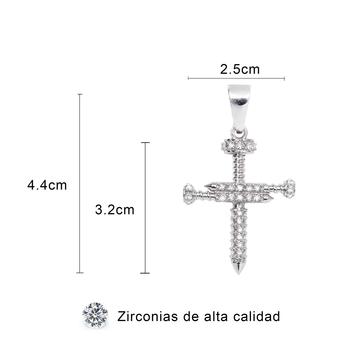 Cruz De Clavos Plata Fina 925 Con Circonias