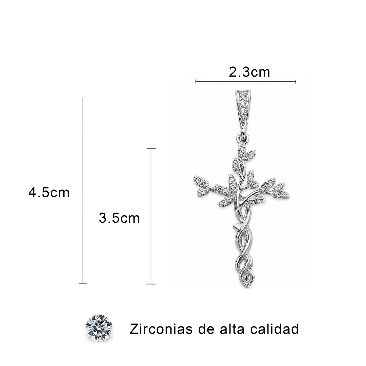 Cruz Espigas Circonias Plata Fina