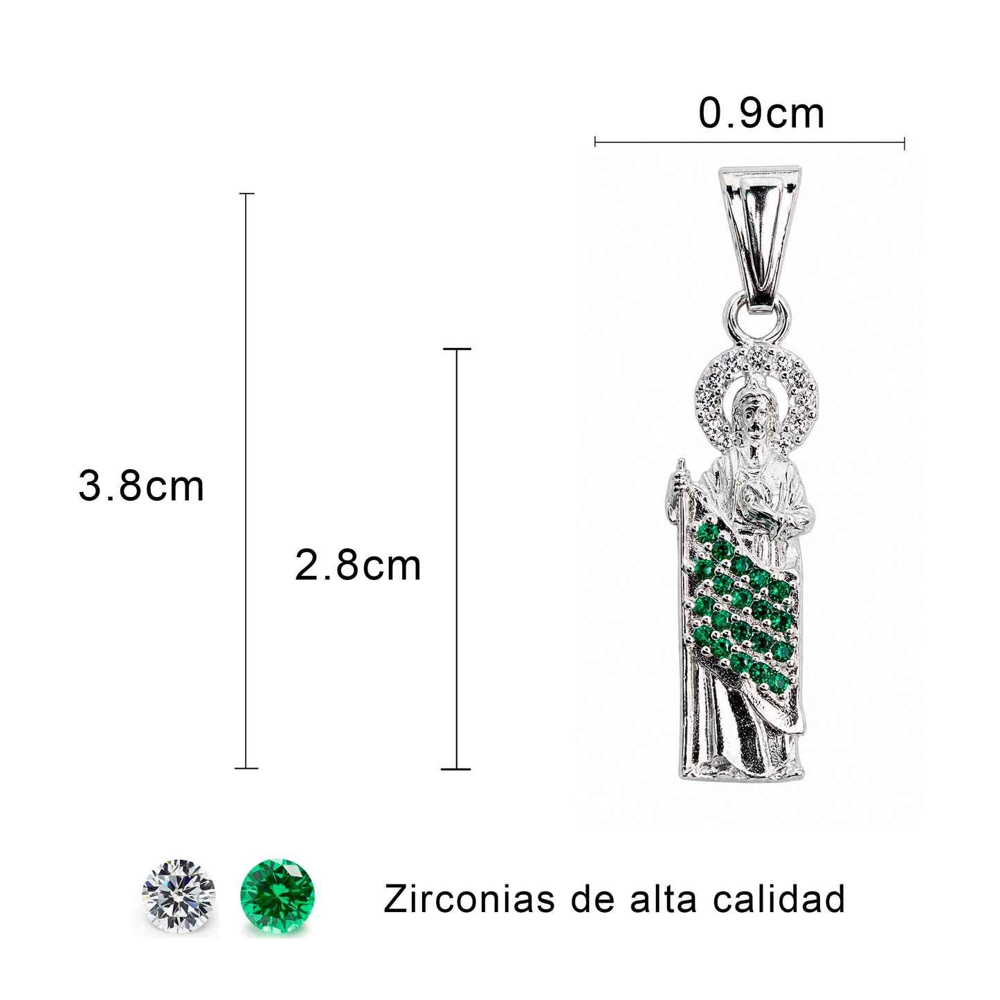 Dije San Judas Tadeo De Plata Fina 925 Con Circonias