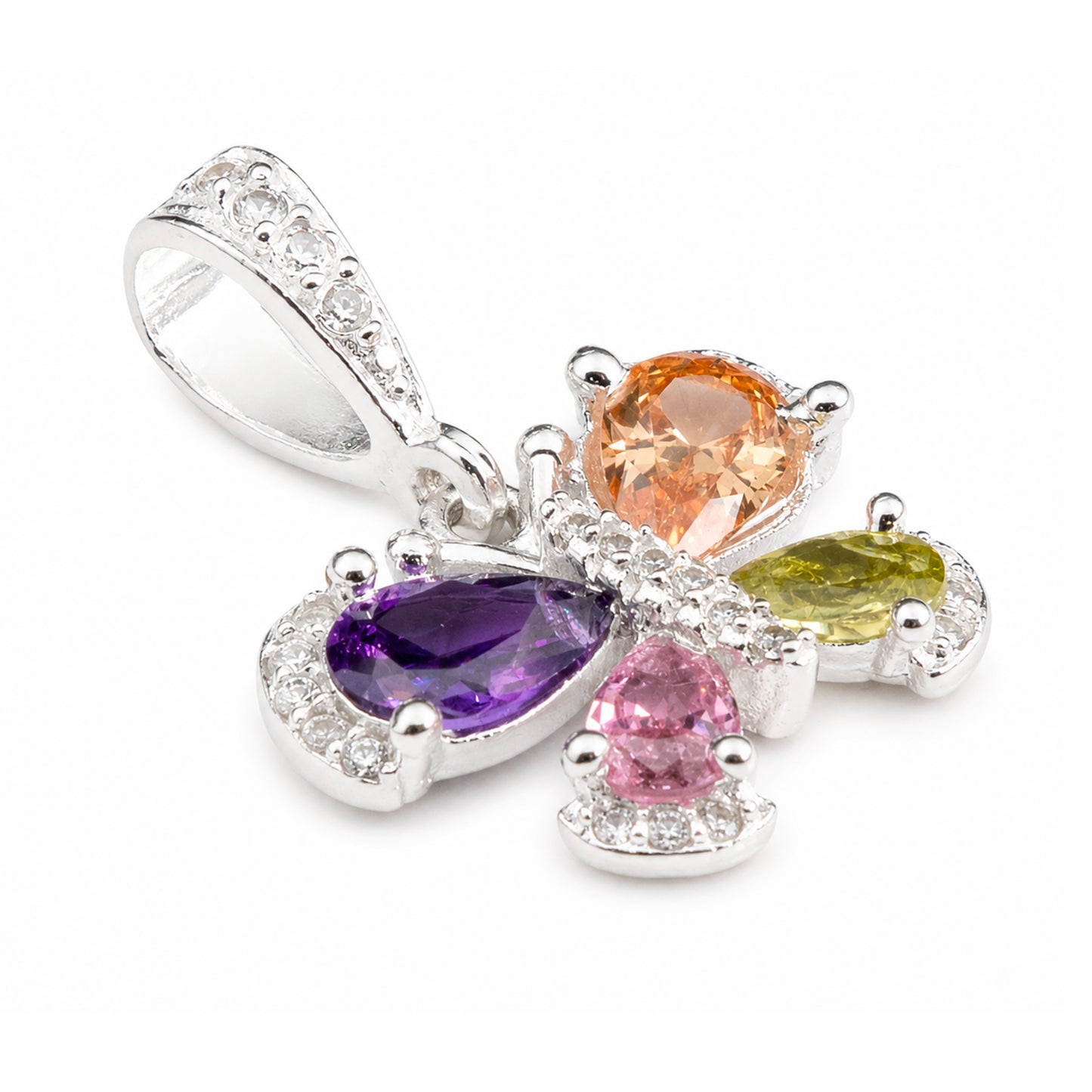 Dije Mariposa De Plata Fina 925 Multicolor