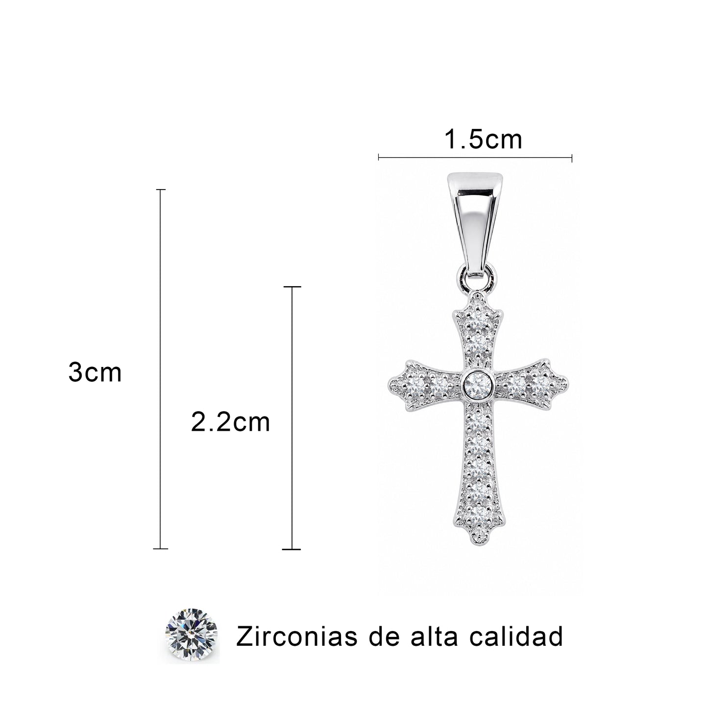 Cruz Ornamentada De Plata Fina 925 Con Circonias