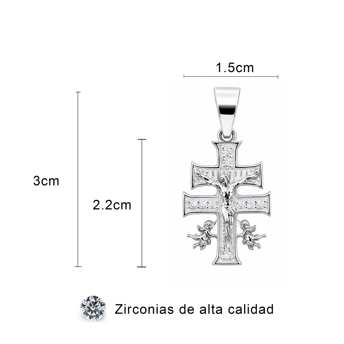 Cruz Caravaca Cristo De Plata Fina 925 Con Zirconias