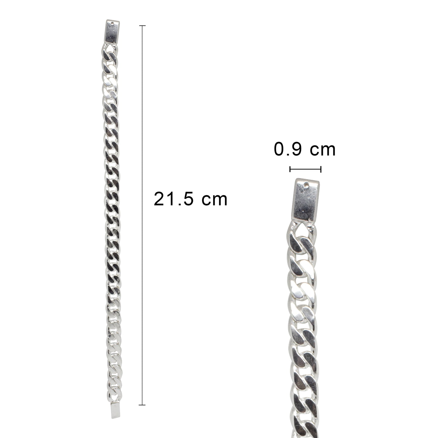 Esclava Cubana Plata 925 para Hombre Hecho a Mano – Brillo Liso Pulido