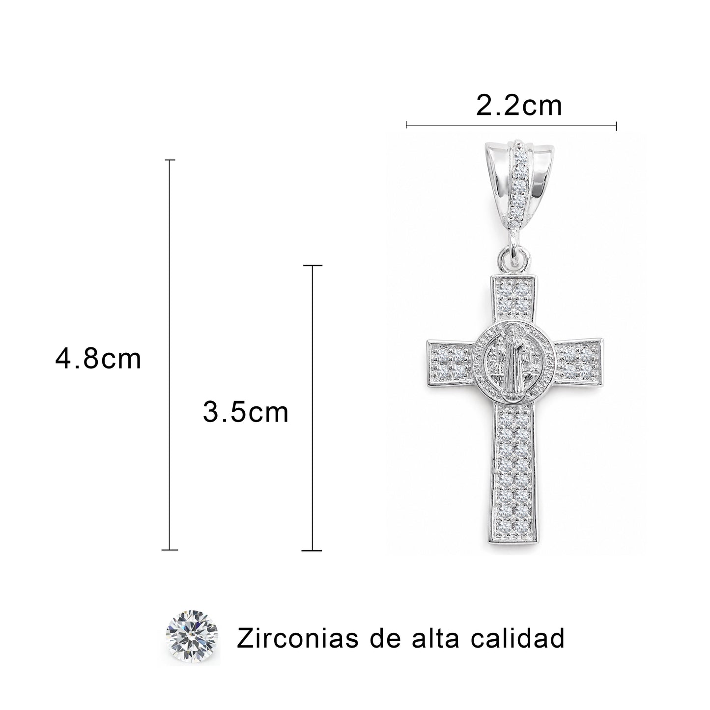 Cruz San Benito De Plata Fina 925 Con Circonias