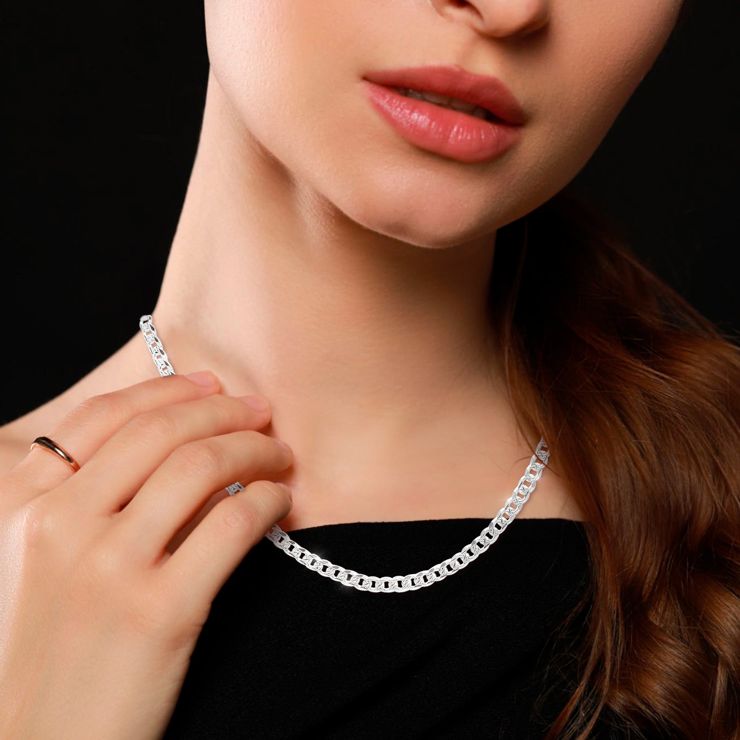 Cadena Barbada Diamantada para Dama