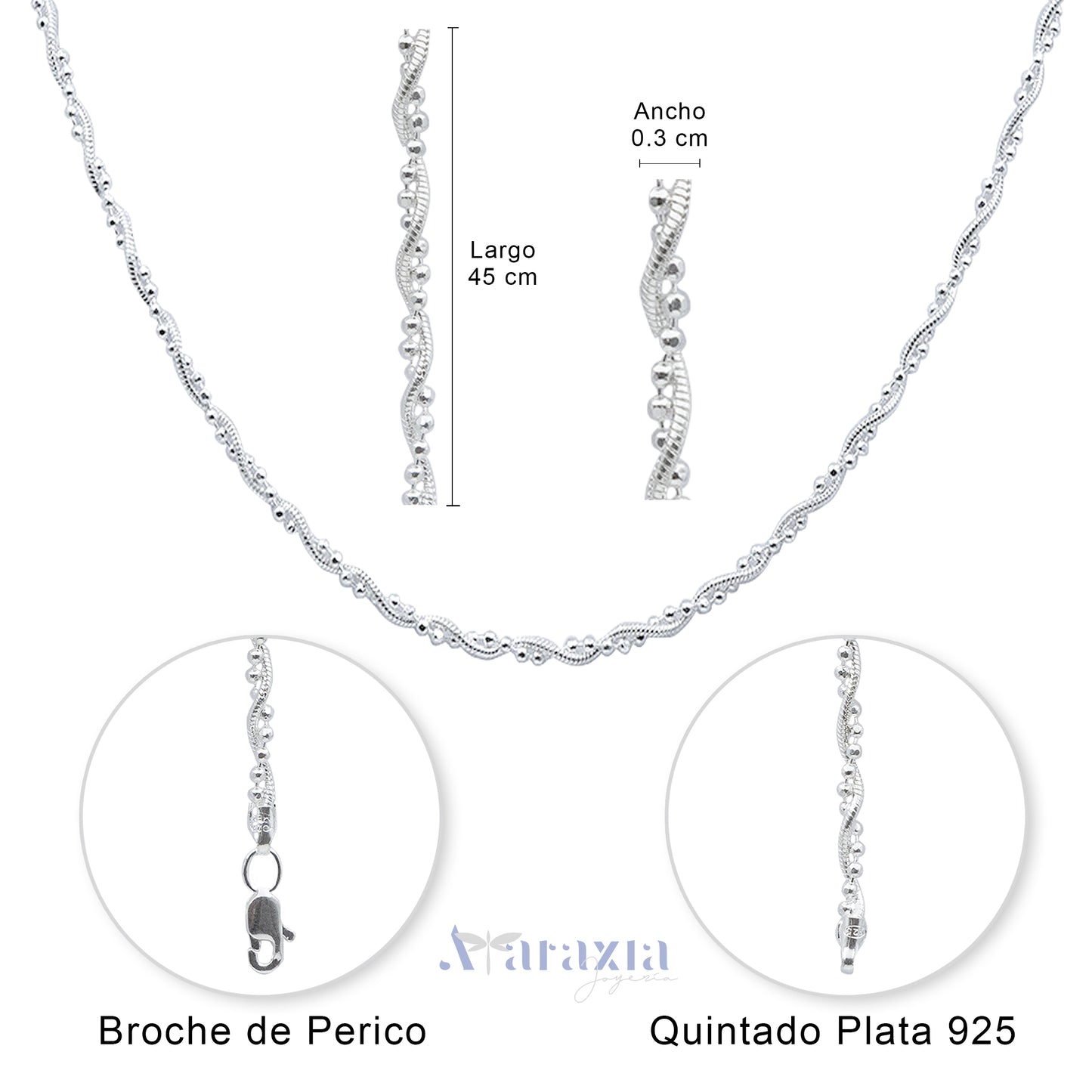 Cadena Espiral Bolitas para Dama