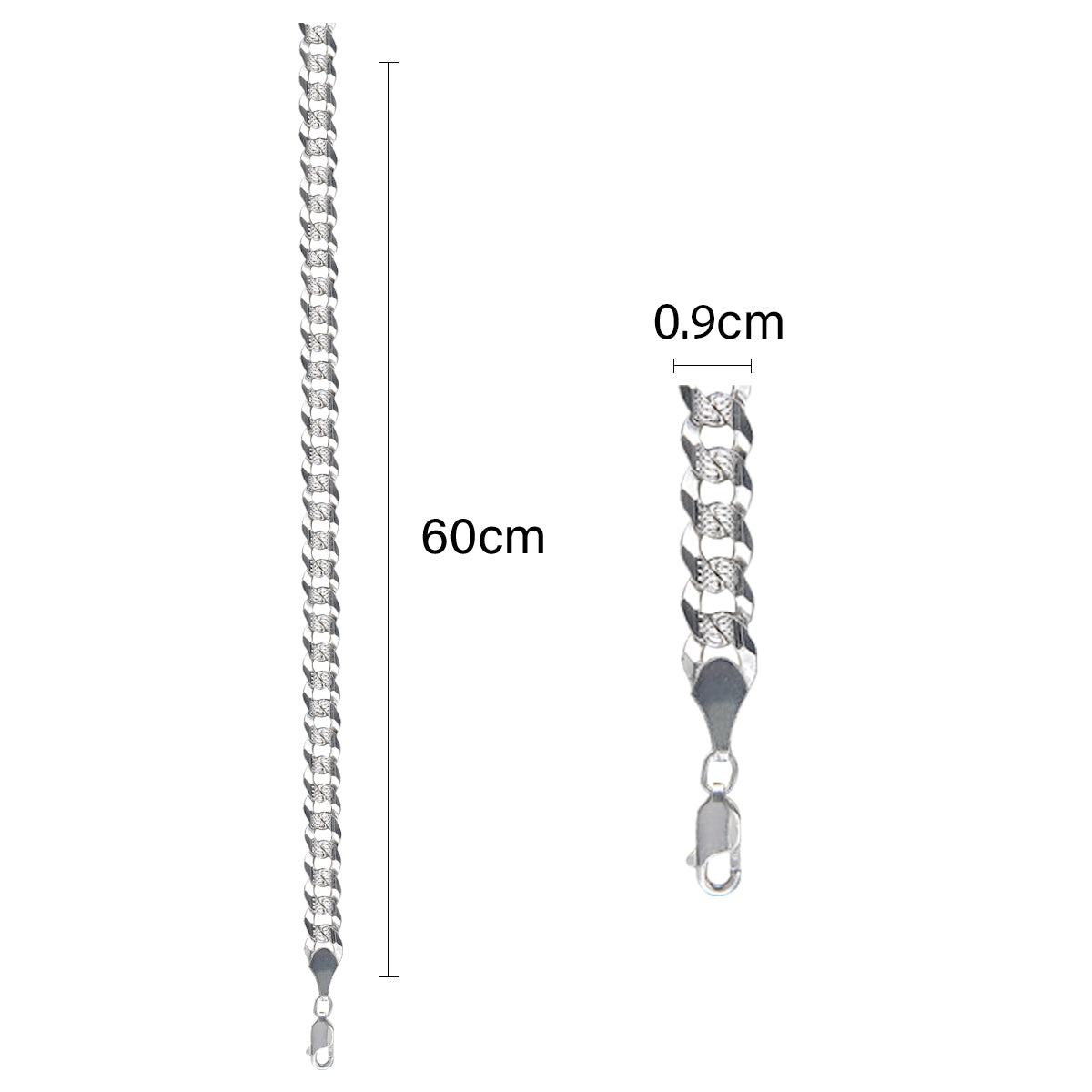 Cadena Barbada Diamantada Plata 925 para Hombre